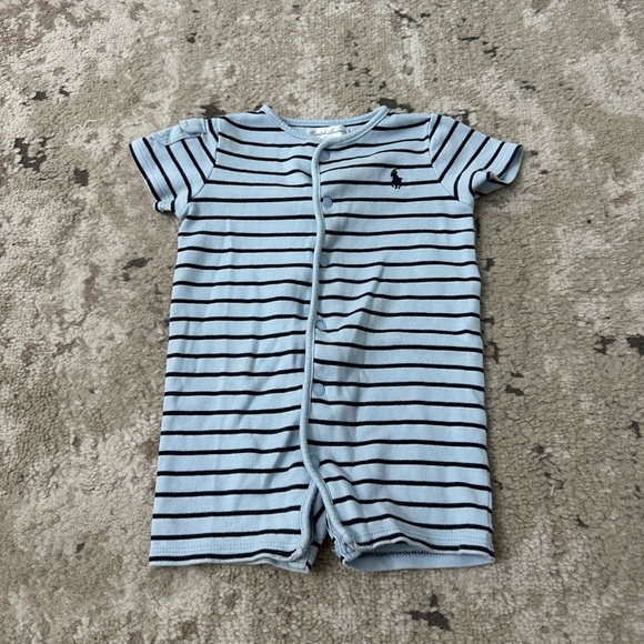 Ralph Lauren Other - Ralph Lauren Baby Boy Blue Striped Shortall Size 9 Months